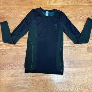 Odlo Black and Green Long Sleeve Shirt
